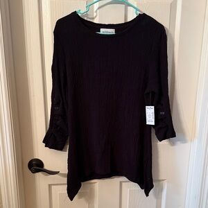 Peck & Peck Women's Black 3/4 Sleeve Blouse